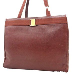 SALVATORE FERRAGAMO TOTE BAG AN21 EMBOSSING VALA LEATHER BROWN (SKU: F1021378)